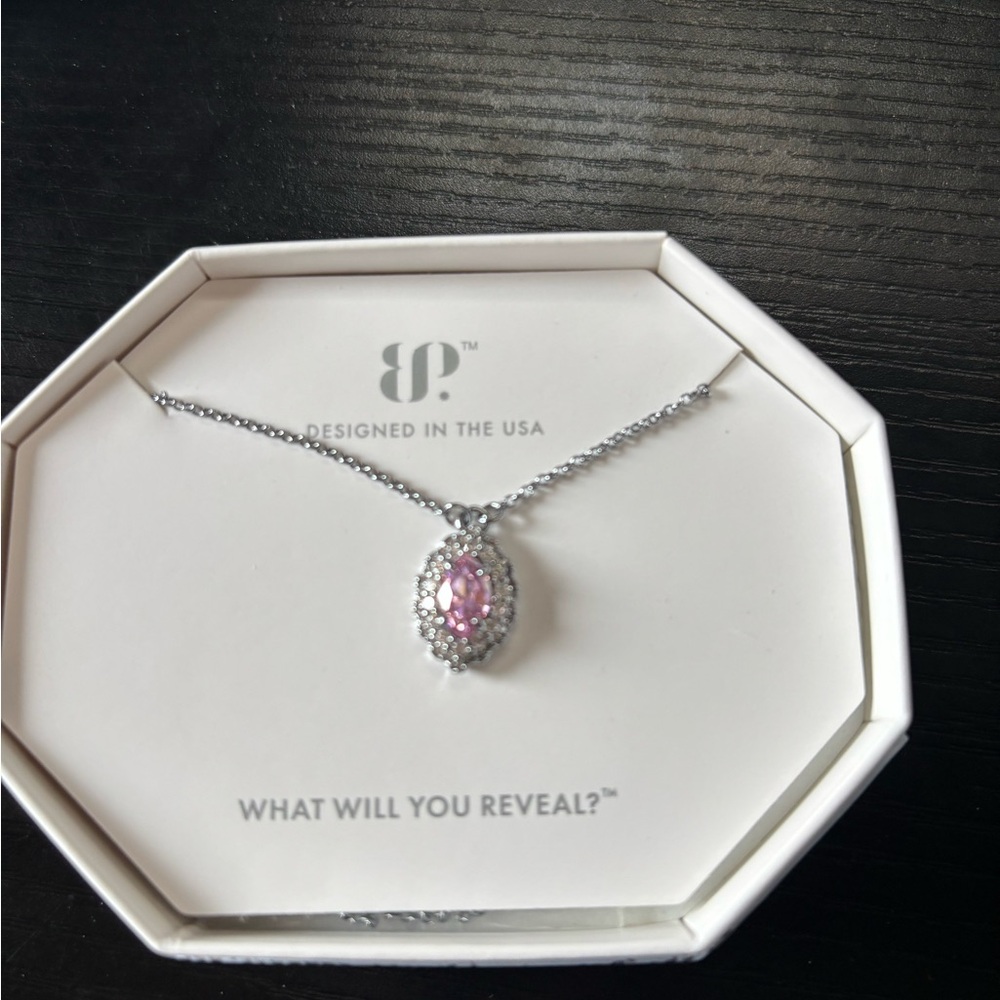 Dazzling Pink and Silver Necklace with Halo Pendant